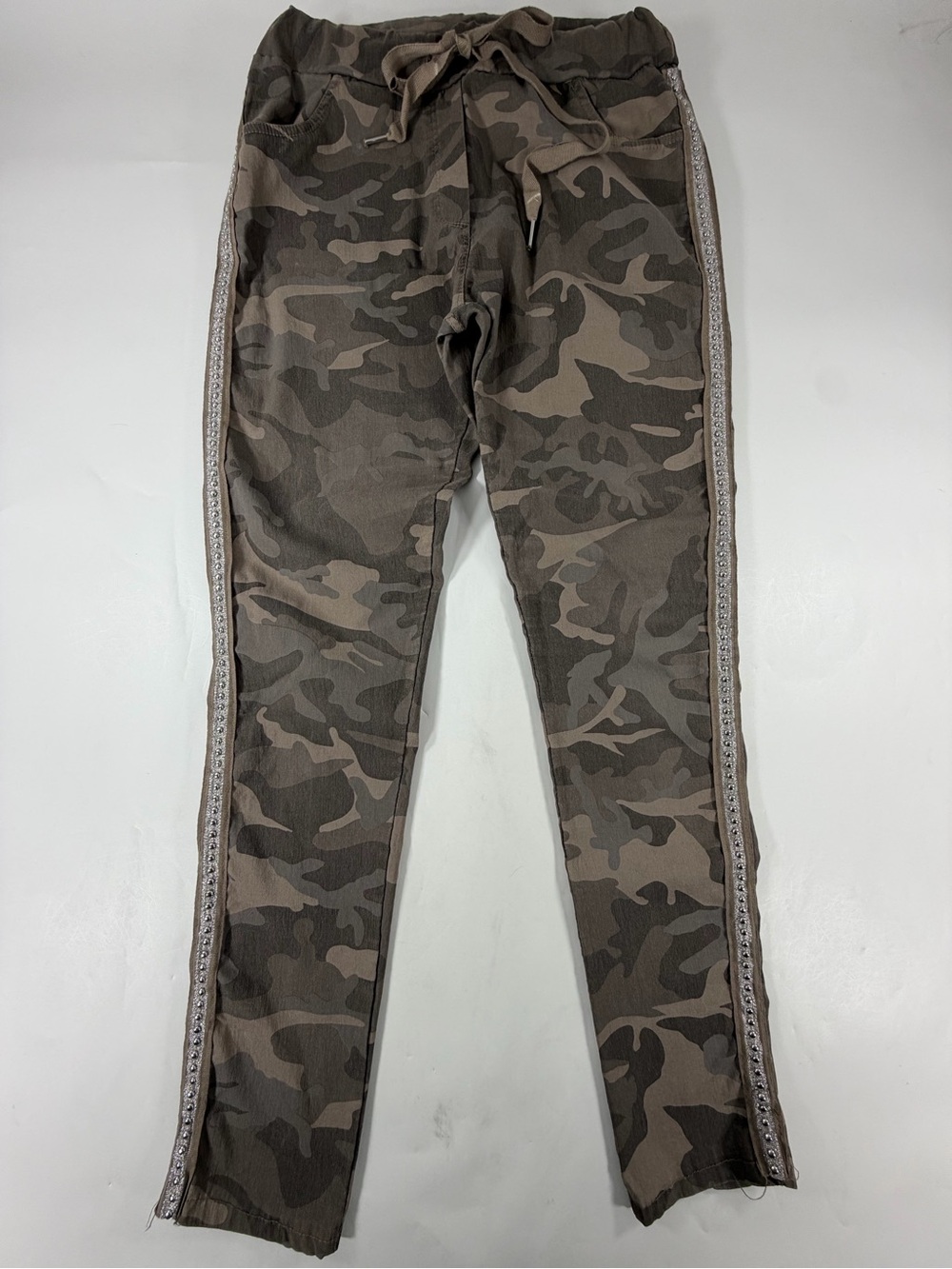 Venti6 Camo Jogger Pants Small Studded Side Stripe Italian Stretch
